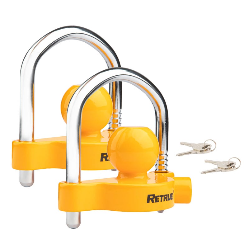 RETRUE Universal Coupler Lock Trailer Locks Ball Hitch Trailer Hitch Lock Adjustable Security Heavy-Duty Steel Fits 1-7/8 Inch, 2 Inch, 2-5/16 Inch Couplers (Pack of 2) - Image 1